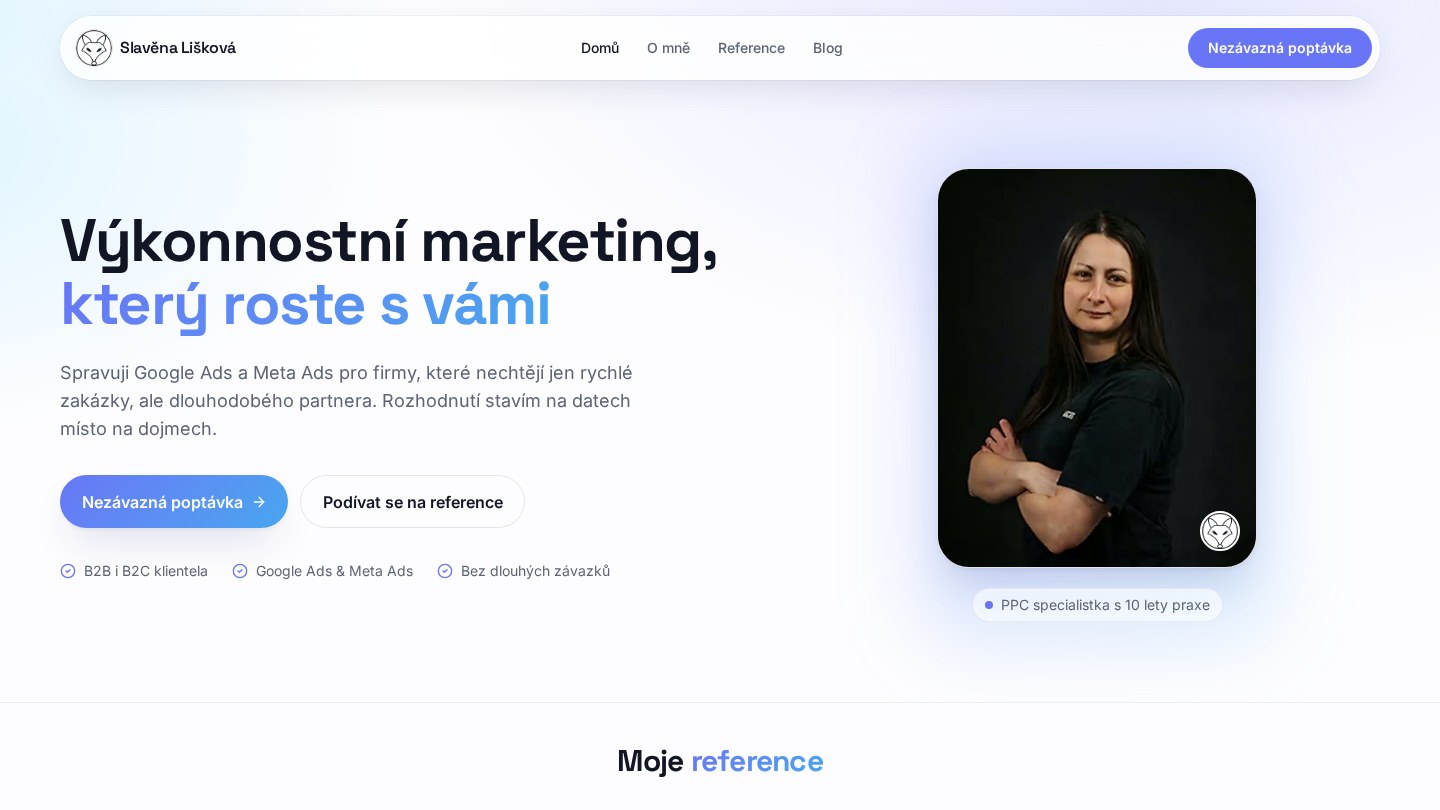 Náhled webu Slavěna Lišková – PPC specialistka a výkonnostní marketing