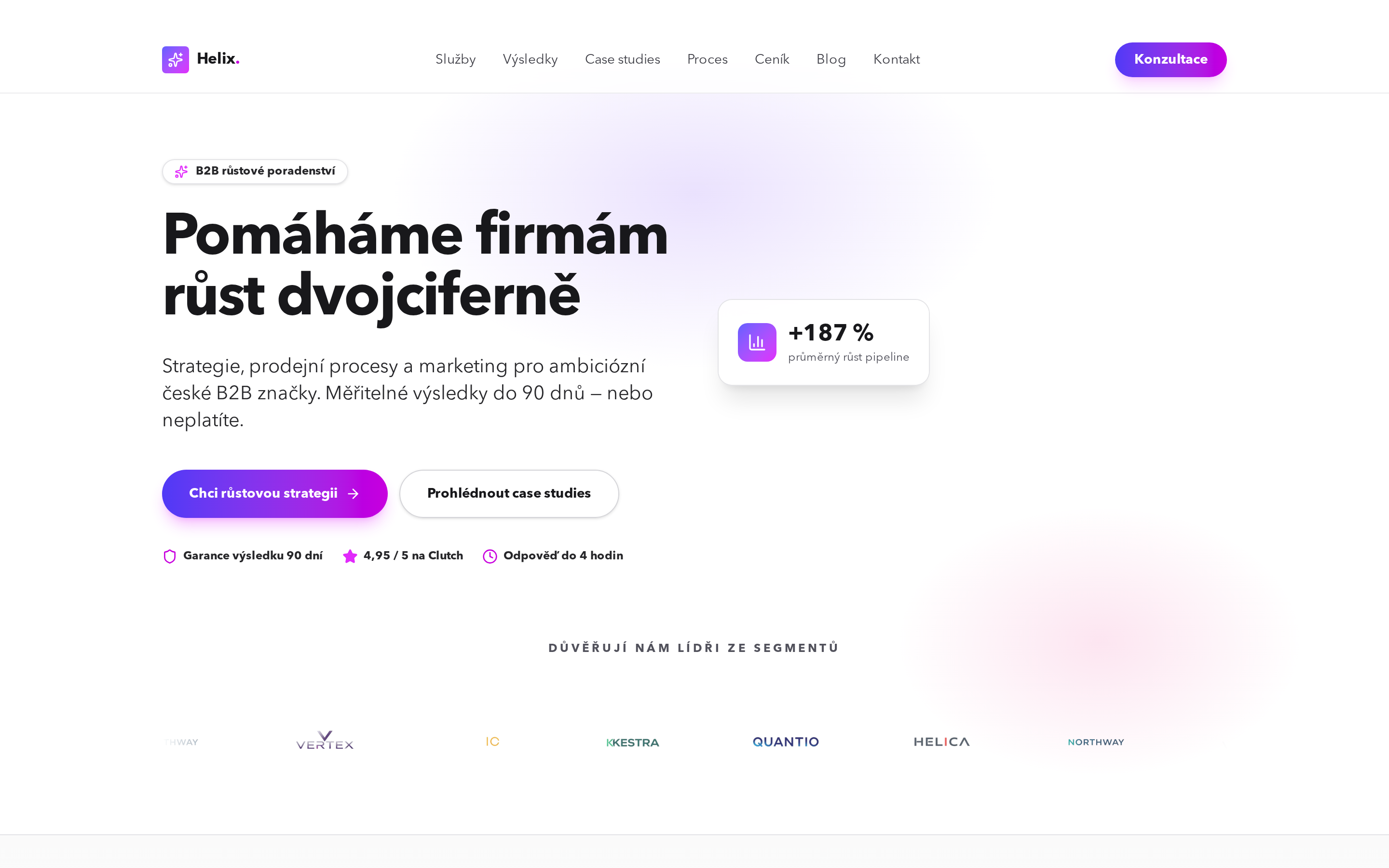 Ukázka webu Helix Consulting
